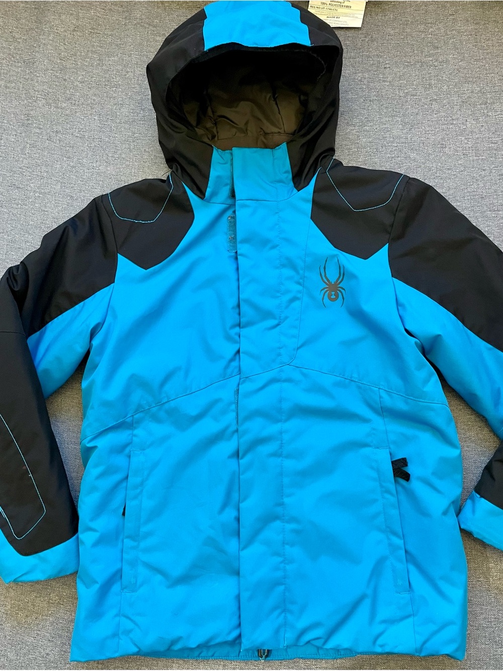 Spyder Kids Blue & Black Insulated Hooded Jacket - size 10
